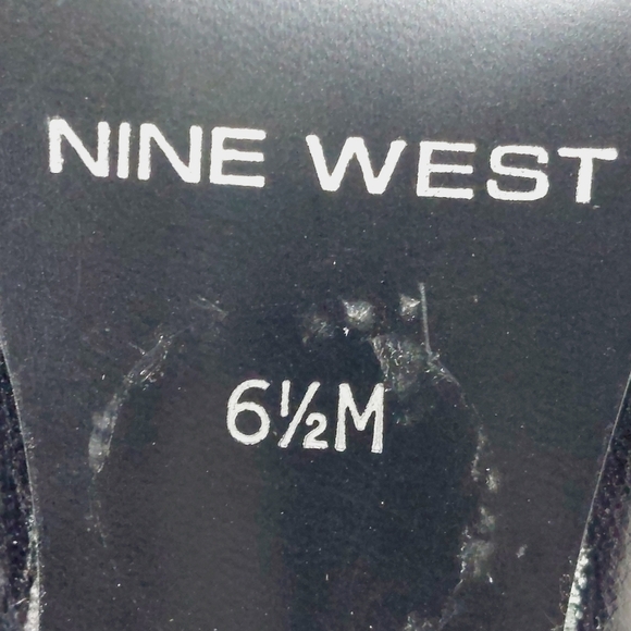 Nine West Burg Leather Black Almond Toe Heeled Pumps V18 - Picture 11 of 14